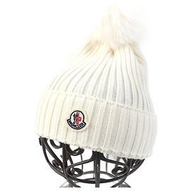 Gorro de lã com logo Moncler Branco