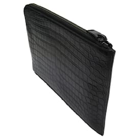 Saint Laurent-Saint Laurent Black Embossed Leather Clutch Bag-Black