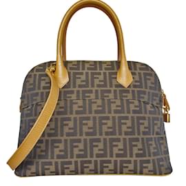Fendi-Fendi Zucca Handbag and Shoulder Bag-Brown