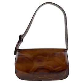 Prada-Prada Brown Patent Leather Shoulder Bag-Brown
