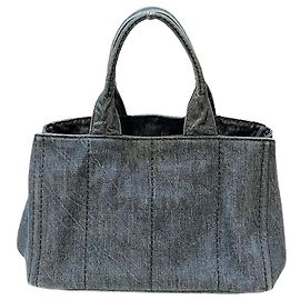 Prada Denim Canapa Tote Bag Blau