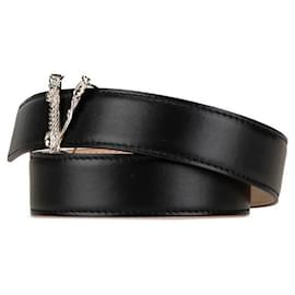 Versace-Versace Virtus V Logo Leather Belt Black-Black