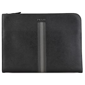 Prada-Prada Saffiano Leather Clutch Bag-Black