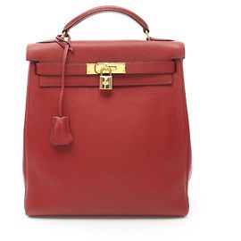Hermès Hermes Kelly Ado GM Backpack Red Red