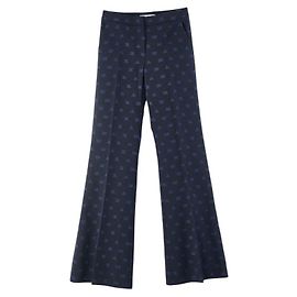 Max Mara Logo Embroidered Flare Pants Navy blue