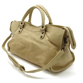 Balenciaga-Balenciaga Leather Part Time Handbag 2WAY-Beige