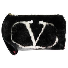 Clutch in pelliccia nera Valentino Garavani Nero