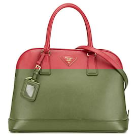 Prada-Prada Saffiano Leather 2WAY Handbag Shoulder Bag-Red
