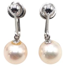 Autre Marque-Grace Fujimi Silver White Pearl Earrings-White