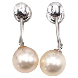 Autre Marque-Grace Fujimi Silver White Pearl Earrings-White