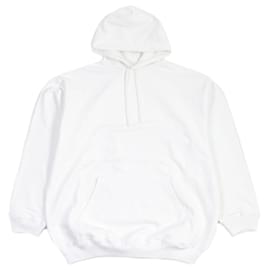 Balenciaga-Balenciaga Cotton Logo Print Hoodie S-White