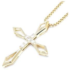Autre Marque Collier Croix en Diamant 0,12 ct K18YG Or Doré
