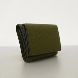 Gucci-Gucci Khaki Leather Tri-fold Wallet-Khaki
