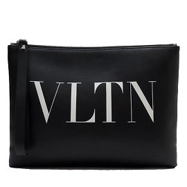 Valentino Garavani Black Leather Clutch Bag Black