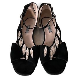 Prada Black Leather Sandals Black