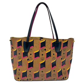 Bolsa de couro MCM em marrom, preto e rosa Marrom Preto Rosa