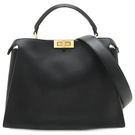 Fendi Peekaboo Essential Leather Handbag Black