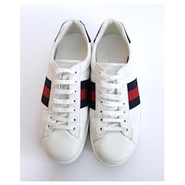 Gucci-Gucci Men's Ace Leather Sneakers Trainers-White