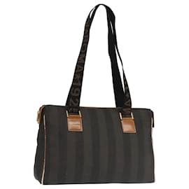 Fendi-Sac Boston en toile Pecan FENDI marron noir or Auth ti2145-Marron,Noir,Doré