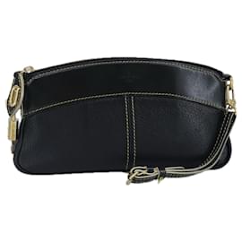 Louis Vuitton-LOUIS VUITTON Suhari Lockit Clutch Bag Couro Preto M95628 LV Auth 99122-Preto