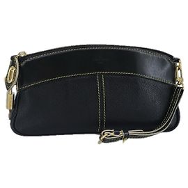 LOUIS VUITTON Suhari Lockit Clutch Bag Leather Black M95628 LV Auth 99122 Black