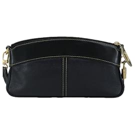 Louis Vuitton-LOUIS VUITTON Suhari Lockit Clutch Bag Couro Preto M95628 LV Auth 99122-Preto