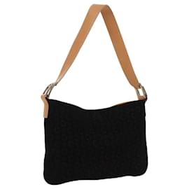 Céline-CELINE C Macadam Canvas Shoulder Bag Suede Black Silver Auth fm4019-Black,Silvery