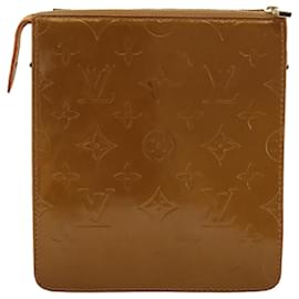 Louis Vuitton-LOUIS VUITTON Monogram Vernis Motto Accessory Pouch Bronze M91138 LV Auth 98365-Bronze