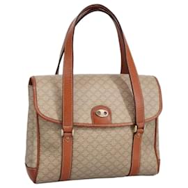 Céline-CELINE Macadam Canvas Hand Bag Beige Gold Auth ki5042-Beige,Golden