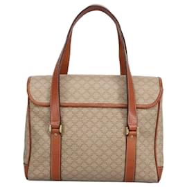 Céline-CELINE Macadam Canvas Hand Bag Beige Gold Auth ki5042-Beige,Golden