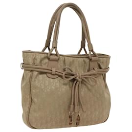 Christian Dior-Christian Dior Trotter Canvas Tote Bag Beige Silver Auth fm4016-Silvery,Beige