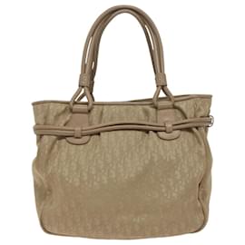 Christian Dior-Christian Dior Trotter Canvas Tote Bag Beige Silver Auth fm4016-Silvery,Beige