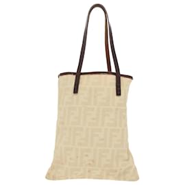Fendi-FENDI Zucca Canvas Hand Bag Beige Auth 100235-Beige