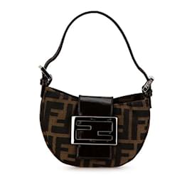 Fendi-Fendi Zucca Croissant Pouch Handbag-Brown
