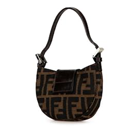 Fendi-Fendi Zucca Croissant Pouch Handbag-Brown