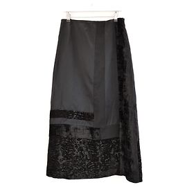 Gonna maxi in raso e velluto nero vintage Christian Lacroix Nero