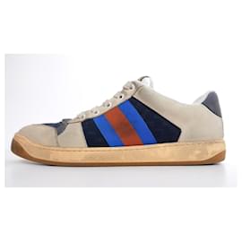 Gucci-Gucci Screener Trainers Beige & Navy.-Beige,Navy blue