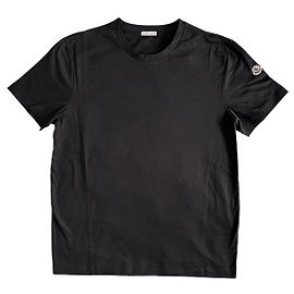 Camiseta clássica de algodão preta Moncler Preto