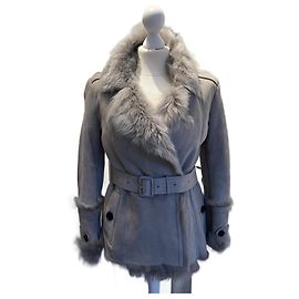 Burberry Lammfell Jacke Grau