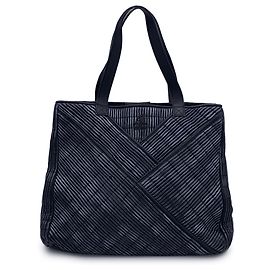 Hogan by Karl Lagerfeld Black Textured Leather Shoulder Bag Tote Black