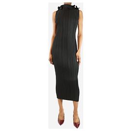 Totême Schwarzes plissiertes Midi-Kleid mit Rüschendetails Mazarron - Größe XS Schwarz
