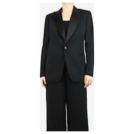 Ralph Lauren-Black satin lapel blazer - size UK 8-Black