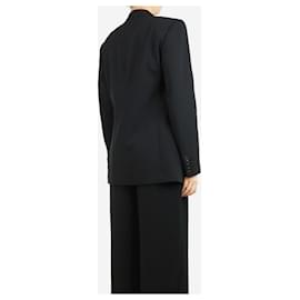 Ralph Lauren-Black satin lapel blazer - size UK 8-Black