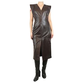 Iro Brown Peneloppe leather maxi dress - size UK 8 Brown