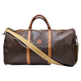 Céline Bolsa de viagem Boston Duffel Celine Macadam Triomphe com alça de ombro Marrom