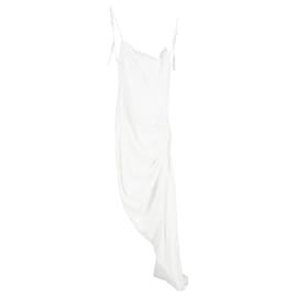 Jacquemus-Jacquemus Le Splash Draped Dress in White Viscose-White