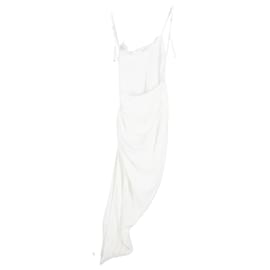 Jacquemus-Jacquemus Le Splash Draped Dress in White Viscose-White