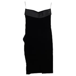 Saint Laurent-Saint Laurent Strapless Mini Dress in Black Velvet-Black