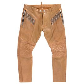 Calças de motociclista com studs Dsquared2 em couro marrom Marrom Vermelho