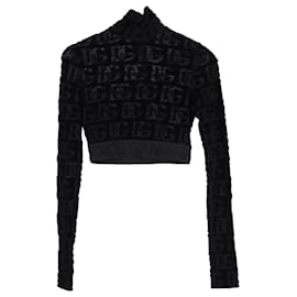 Dolce & Gabbana-Dolce & Gabbana DG-Logo Crop Top in Black Cotton Jacquard-Black